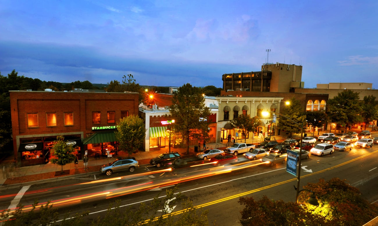 sunset image of Chapel Hill's downtown Franklin Street